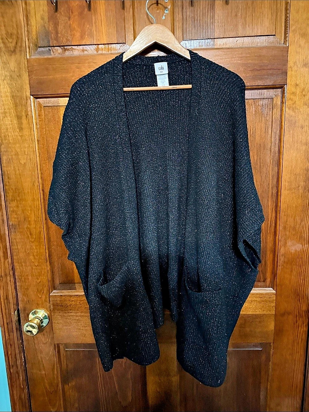 Cabi Luxury Poncho Wrap / Side Zipper Cardigan Black M/L